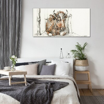 Tableau sur verre Une vache calme dans un cadre rural