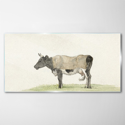Tableau imprimé sur verre Vache dans le pré
