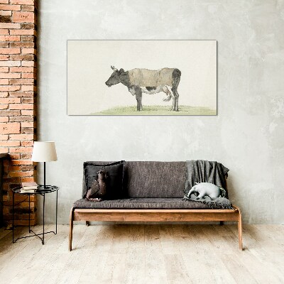 Tableau imprimé sur verre Vache dans le pré