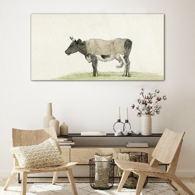 Tableau imprimé sur verre Vache dans le pré