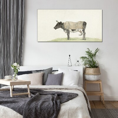 Tableau imprimé sur verre Vache dans le pré