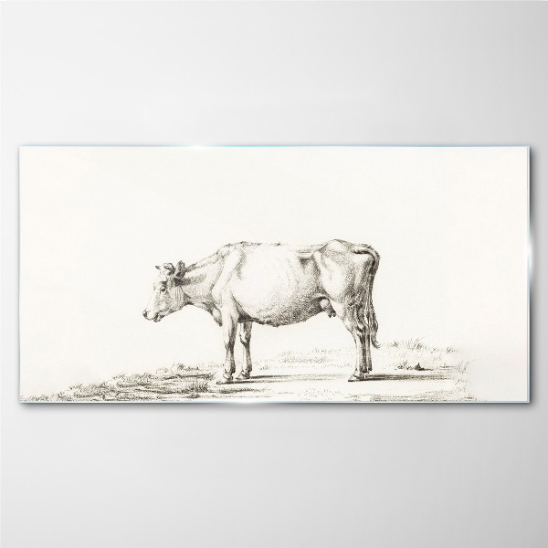 Tableau verre imprimé Une vache calme sur fond de nature