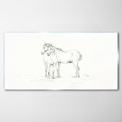 Tableau photo sur verre La proximité des chevaux à l'ombre