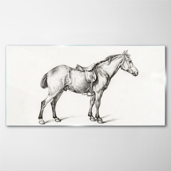 Tableau imprimé sur verre Dessin d'un cheval en selle