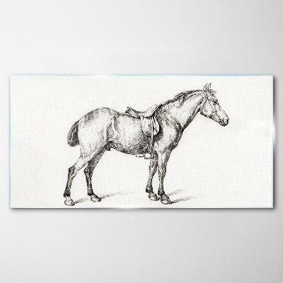 Tableau imprimé sur verre Dessin d'un cheval en selle