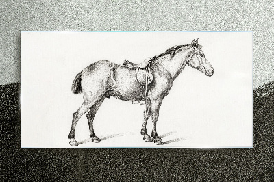 Tableau imprimé sur verre Dessin d'un cheval en selle