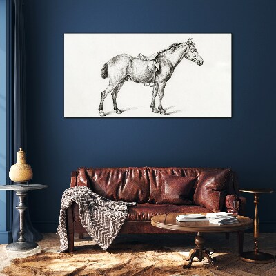 Tableau imprimé sur verre Dessin d'un cheval en selle