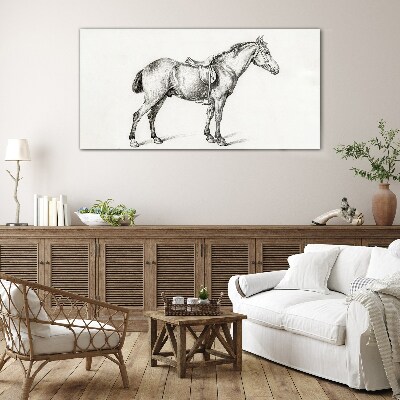 Tableau imprimé sur verre Dessin d'un cheval en selle