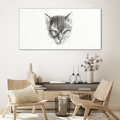 Tableau photo sur verre Portrait d'un chat en nuances de gris
