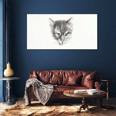 Tableau photo sur verre Portrait d'un chat en nuances de gris