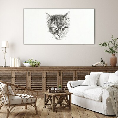 Tableau photo sur verre Portrait d'un chat en nuances de gris