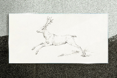 Tableau sur verre Cerf sauteur sur fond blanc