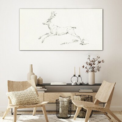 Tableau sur verre Cerf sauteur sur fond blanc