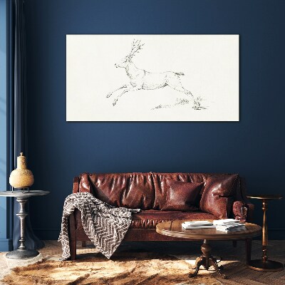 Tableau sur verre Cerf sauteur sur fond blanc