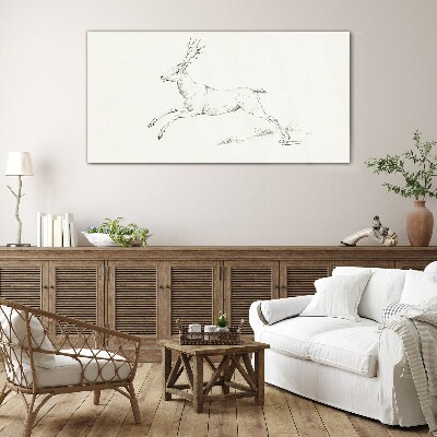Tableau sur verre Cerf sauteur sur fond blanc