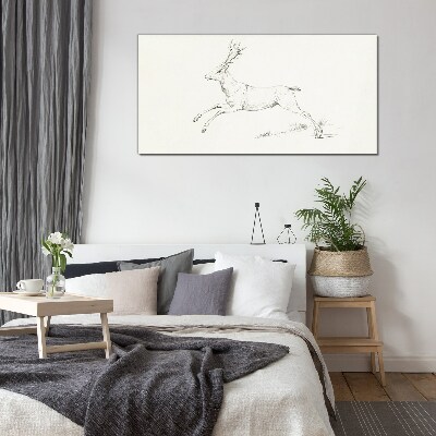 Tableau sur verre Cerf sauteur sur fond blanc