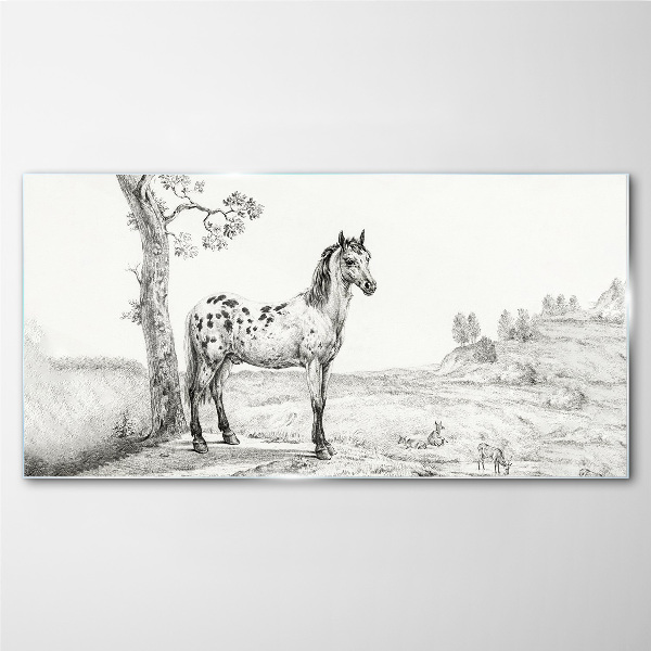 Tableau sur verre Chevaux dans le paysage