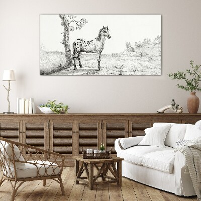 Tableau sur verre Chevaux dans le paysage
