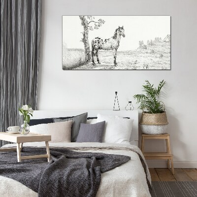 Tableau sur verre Chevaux dans le paysage