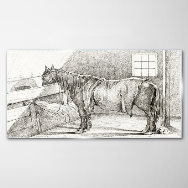 Tableau imprimé sur verre Un cheval calme dans l'écurie