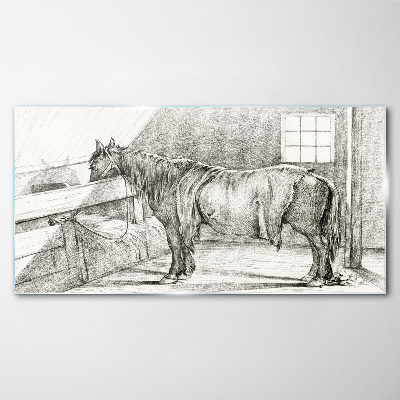 Tableau imprimé sur verre Un cheval calme dans l'écurie