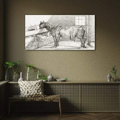 Tableau imprimé sur verre Un cheval calme dans l'écurie