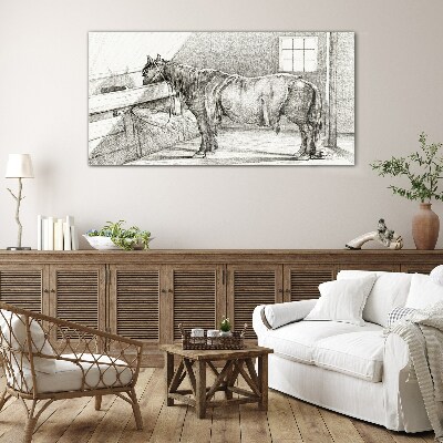 Tableau imprimé sur verre Un cheval calme dans l'écurie