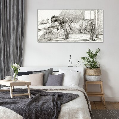 Tableau imprimé sur verre Un cheval calme dans l'écurie