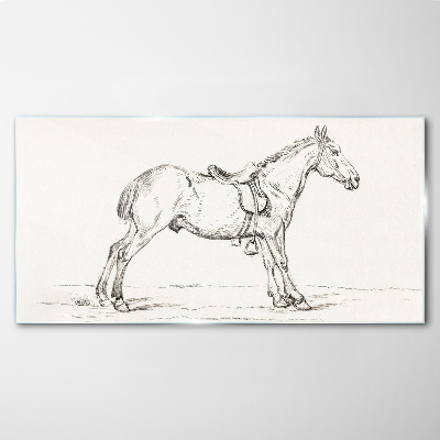 Tableau sur verre Dessin d'un cheval en mouvement