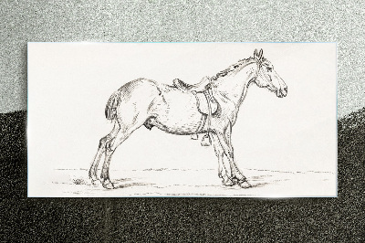 Tableau sur verre Dessin d'un cheval en mouvement
