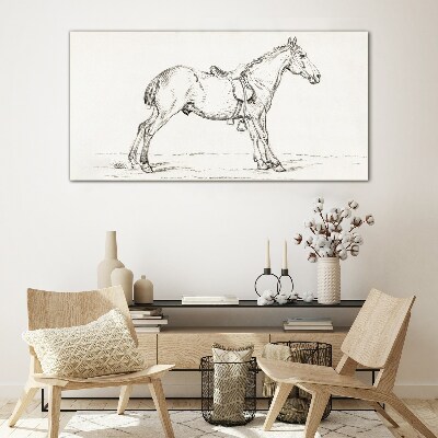 Tableau sur verre Dessin d'un cheval en mouvement