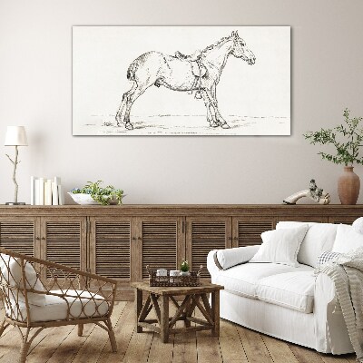 Tableau sur verre Dessin d'un cheval en mouvement