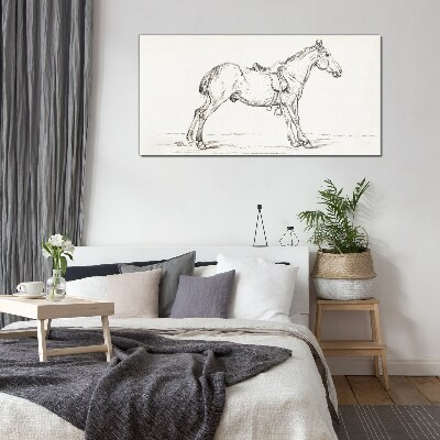 Tableau sur verre Dessin d'un cheval en mouvement