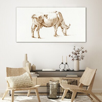 Tableau imprimé sur verre Vache au contour marron