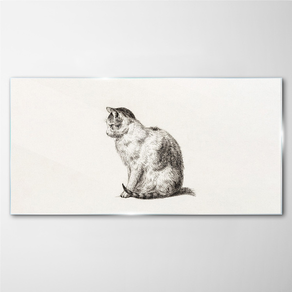 Tableau en verre Chat assis dans un style monochrome
