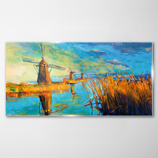 Tableau en verre Moulins au bord de l'eau