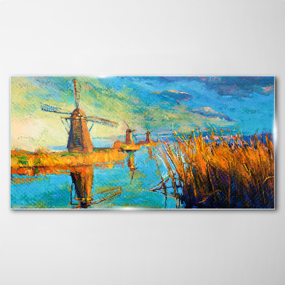 Tableau en verre Moulins au bord de l'eau