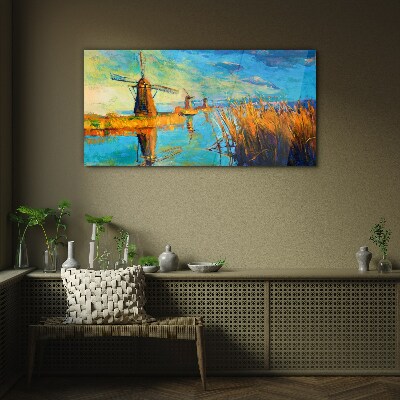Tableau en verre Moulins au bord de l'eau