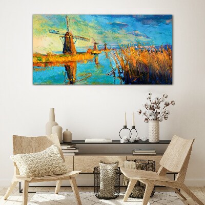 Tableau en verre Moulins au bord de l'eau