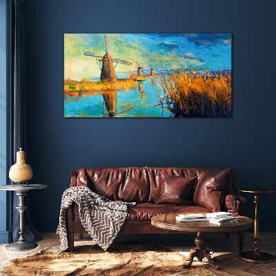 Tableau en verre Moulins au bord de l'eau
