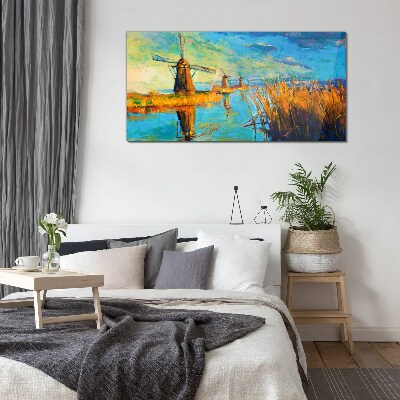 Tableau en verre Moulins au bord de l'eau