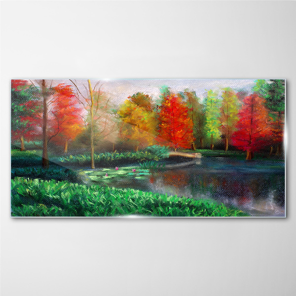 Tableau photo sur verre Paysage d'automne au bord du lac
