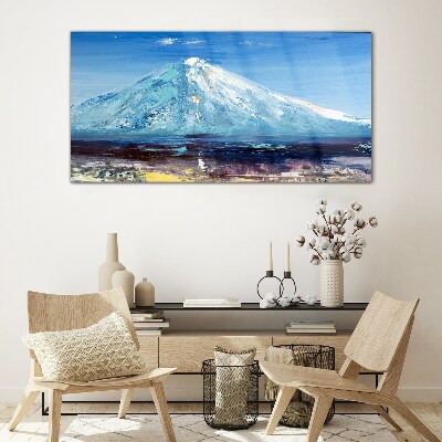 Tableau sur verre Montagne en bleu