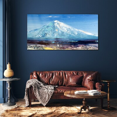 Tableau sur verre Montagne en bleu