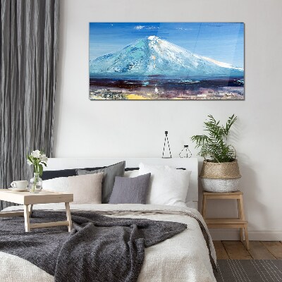 Tableau sur verre Montagne en bleu