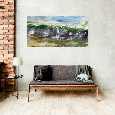 Tableau verre imprimé Une vague aux couleurs de la nature
