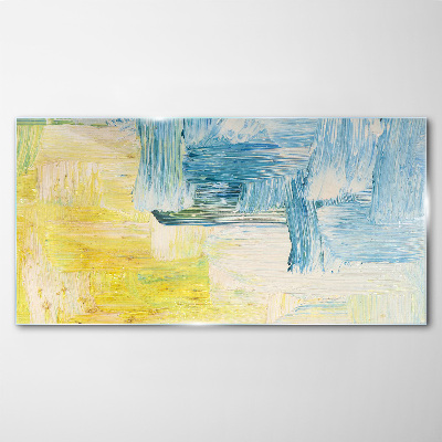 Tableau imprimé sur verre Composition abstraite en jaune et bleu