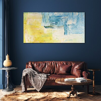 Tableau imprimé sur verre Composition abstraite en jaune et bleu