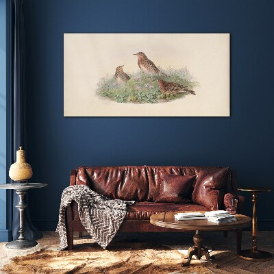 Tableau photo sur verre Oiseaux sur fond de fleurs