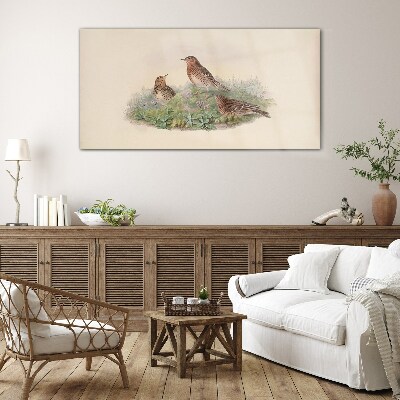 Tableau photo sur verre Oiseaux sur fond de fleurs